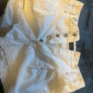 White Button-Up Women's Shorts